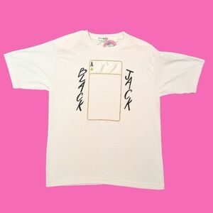 Black Jack White T-Shirt with Shoulder Pads Size S